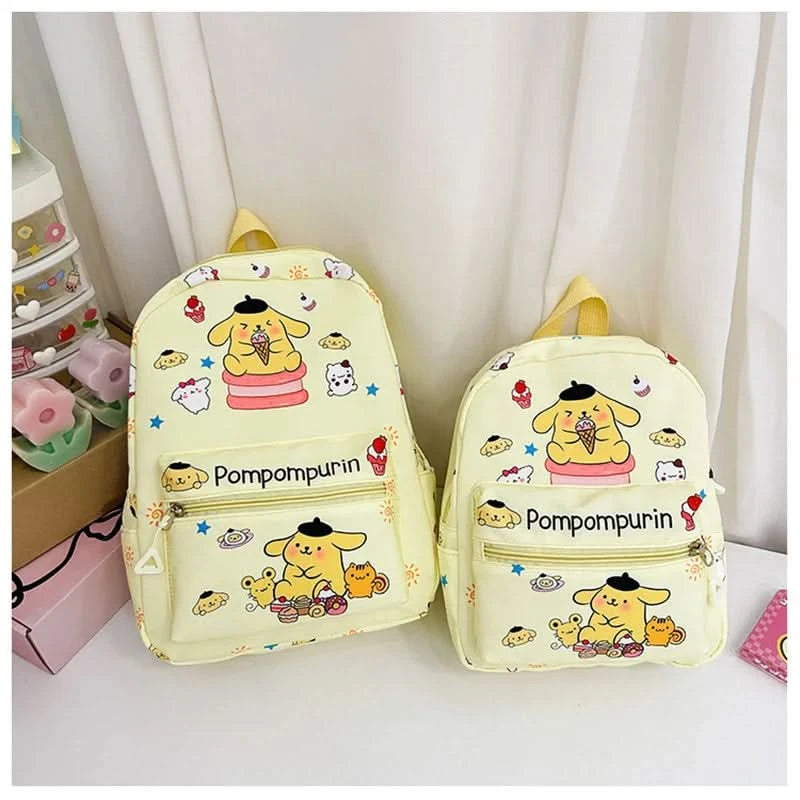 Sanrio Kuromi Hello Kitty My Melody Cinnamoroll Cartoon Backpack Cute Pompom Purin Pochacco School Bag For Adults Kids Sac A Dos - M & M Global
