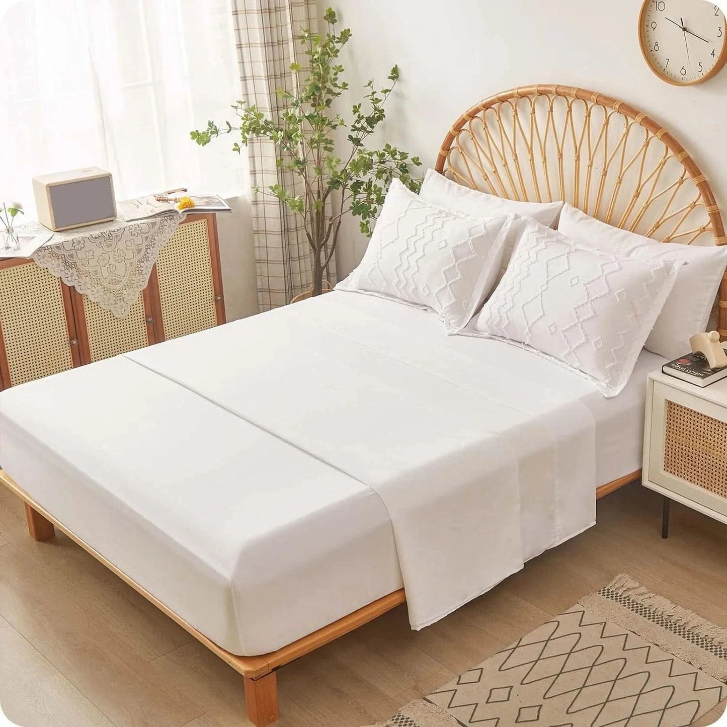 7-Pcs Bohemian tufted Comforter sets, soft comfort, Bedding Sets, room decor, all-seasons, ideal gift, Queen/King