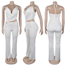 Doyerl Halter V-neck Backless One Piece Jumpsuit Women Sexy Hollow Out Sleeveless Night Club Outfits Birthday Rompers Overalls