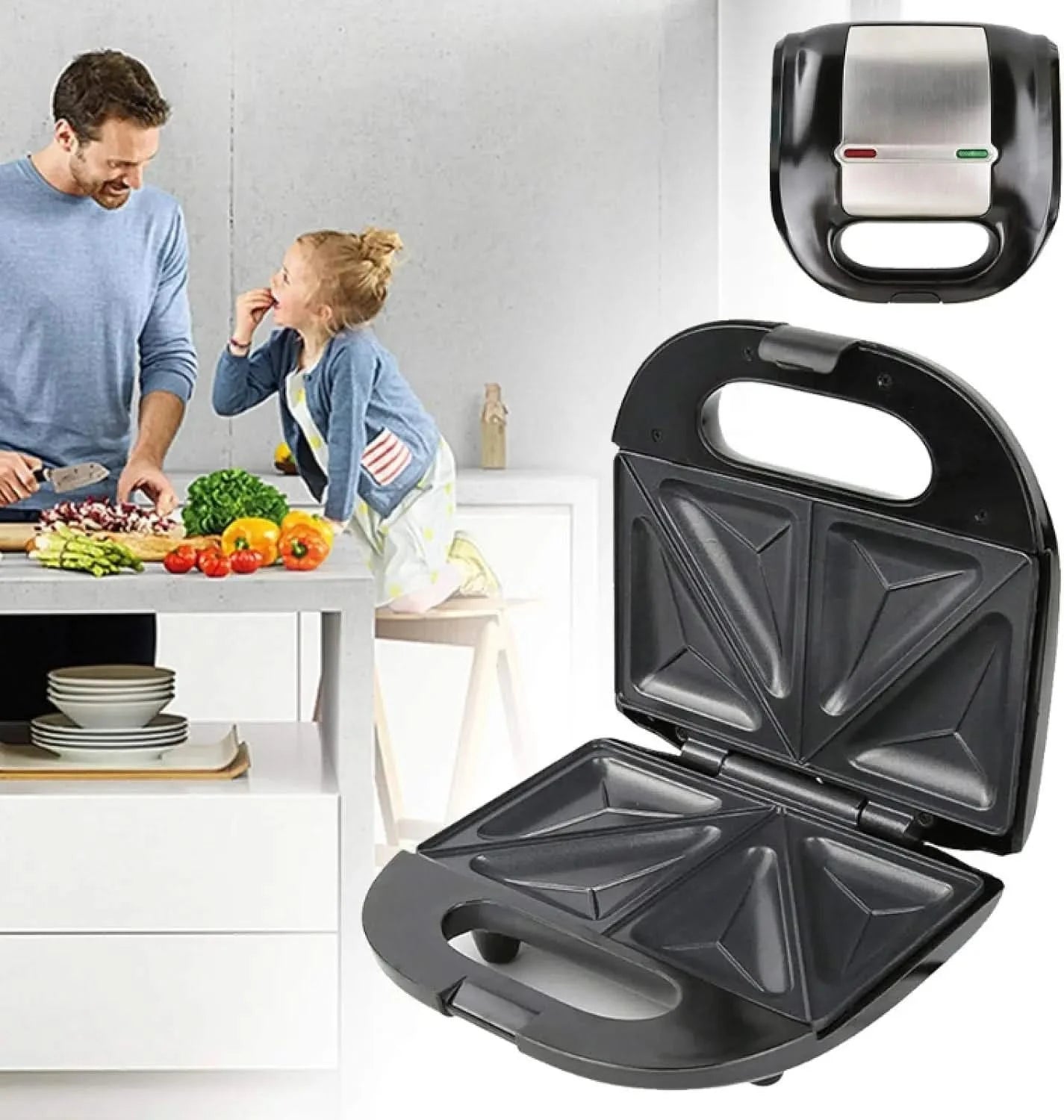 Waffle maker ， Waffle Maker 750W Mini Household Waffle Sandwich Maker Breakfast Baking - M & M Global