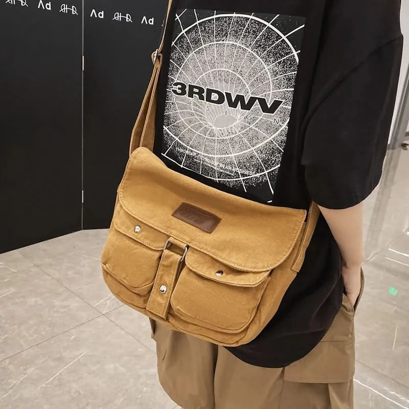 High Quality Canvas Handbag Shoulder Bags Large Capacity Crossbody Bags For Women Simple Casual Messenger Bag Student School Bag - M & M Global