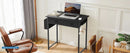 JHK 32 Inch Modern Office Computer Desk with Fabric Storage Drawers Space Side Bag Metal Frame Adjustable Feet For Home PC Table