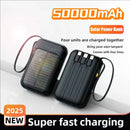 Solar Power Bank Built 4 Cables Portable Charger External Spare Battery Mini Powerbank with LED Light for IPhone Xiaomi Huawei - M & M Global