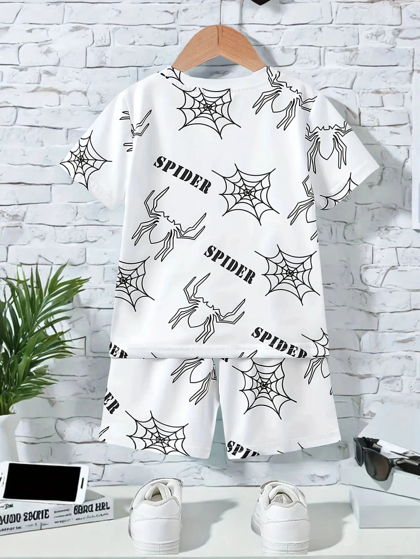 The 2025 summer new children's suit 3D digital printed spider children's summer top/shorts is suitable for boys and girls. It is - M & M Global