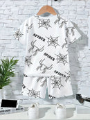 The 2025 summer new children's suit 3D digital printed spider children's summer top/shorts is suitable for boys and girls. It is - M & M Global