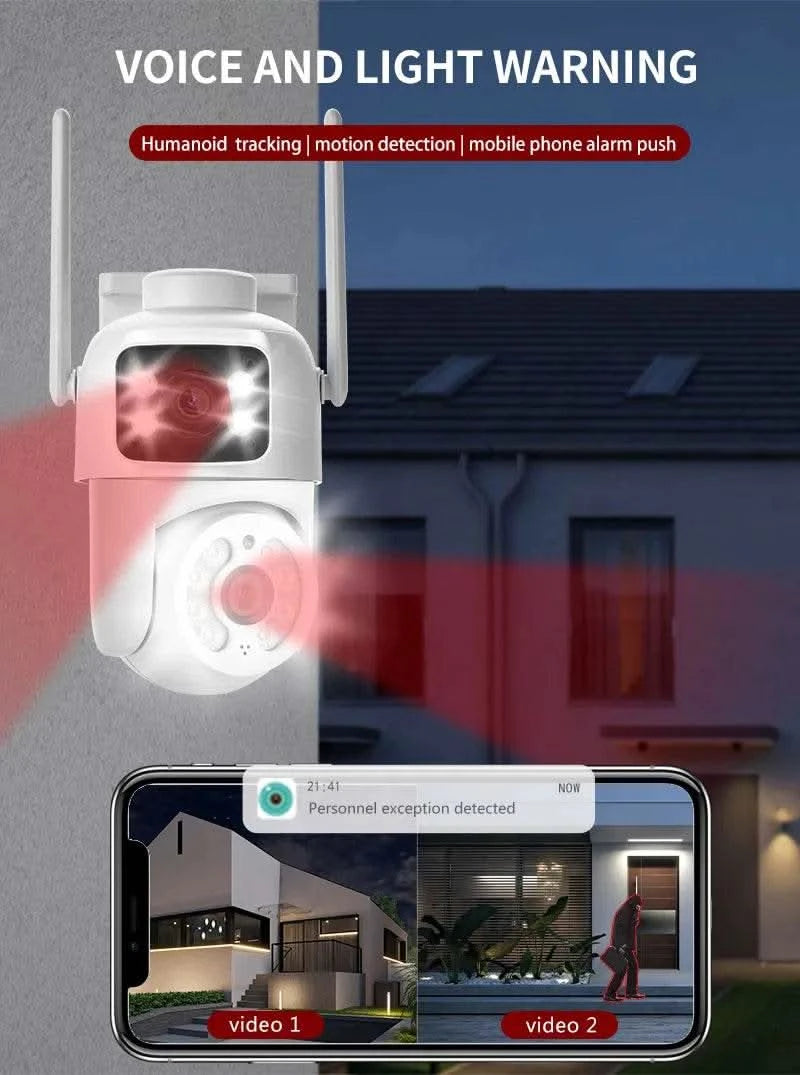 6MP WiFi Camera PTZ Dual Screens Auto Tracking Night Vision CCTV Surveillance Camera Outdoor 4MP Security IP Camera icsee - M & M Global