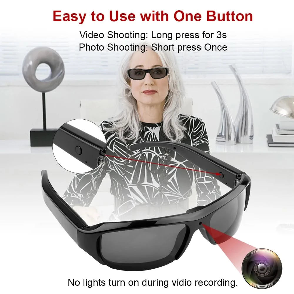 Portable 1080P HD Mini Glasses Camera Video Recorder Wearable Sunglasses Camera Outdoor Sports DV DVR Surveillance Camcorder - M & M Global
