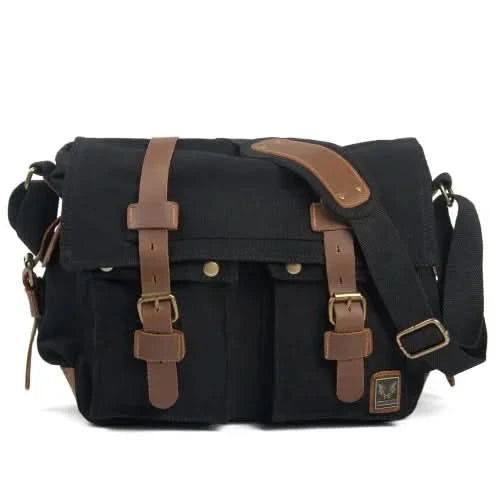 MUCHUAN Canvas Leather Men Messenger Bags   Big Satchel Shoulder Bags Male Laptop Briefcase Travel Handbag - M & M Global