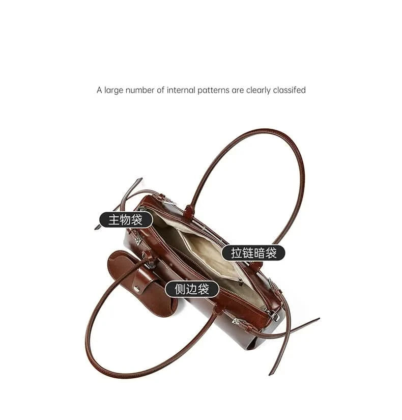 Genuine Leather Women's Baguette Bag Niche Retro Motorcycle Trend Cool belt Handbag New Luxury Design Shoulder Underarm Bag - M & M Global