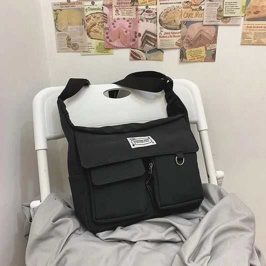 Korean Ulzzang Messenger Bag Women New 2023 Nylon Bags Multipockets Crossbody Bags For Women School Book Shoulder Bag Girls Sac - M & M Global