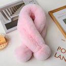 1pc Plush Cross Scarf Faux Rabbit Fur Thickened Plush Ball Thermal Scarf Thick Winter Women Neck Warmer Collar Neckerchief