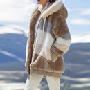Winter Fashion Women's Coat 2025 Hooded Zipper Ladies Jacket Spliced Thick Cashmere Women Jacket Stitching Plaid Ladies Coats