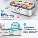 Probiotic Yogurt Maker with Adjustable Temperature & Time Control - Make Trillions of Live Probiotics & Get Better Gut Health - - M & M Global