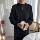 REALEFT Autumn Winter 2023 New O-Neck Casual Loose Knitted Dress Female Straight Long Sleeve Oversize Sweater Womens Long Dress - M & M Global