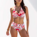 Sexy Printrd Bikini 2024 Swimsuit For Women Push Up Halter Neck Bikini Set High Waist Brazilian Bathing Suit Female Beach Wear - M & M Global
