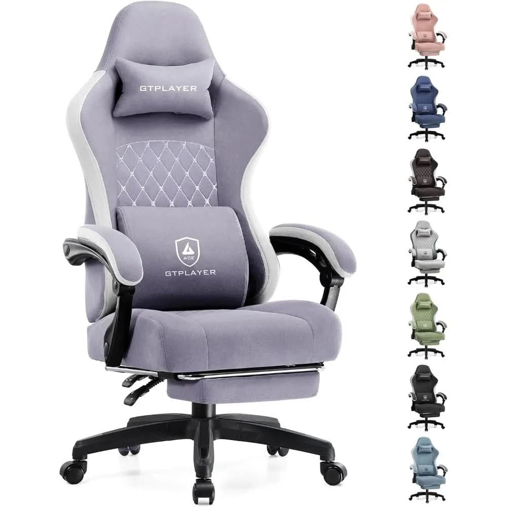 Gaming Chair, Computer Office Chair with Pocket Spring Cushion, Linkage Armrests and Footrest, High Back Ergonomic Computer Cha