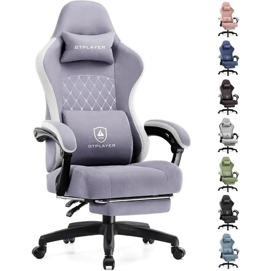 Gaming Chair, Computer Office Chair with Pocket Spring Cushion, Linkage Armrests and Footrest, High Back Ergonomic Computer Cha