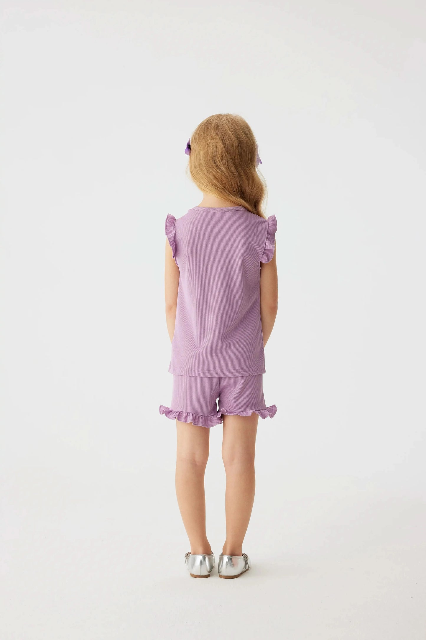 2024 Summer Hot selling Little Girl Daily Casual Clothing Minimalist Little Girl Polyester Set Cool Sleeveless Shorts Set Girl - M & M Global