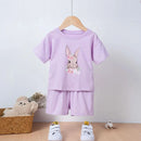 Hot Selling Children's Printed Summer Set Cute Rabbit Baby Boy And Girl Summer Clothing Children's Pure Cotton T-shirt Set - M & M Global