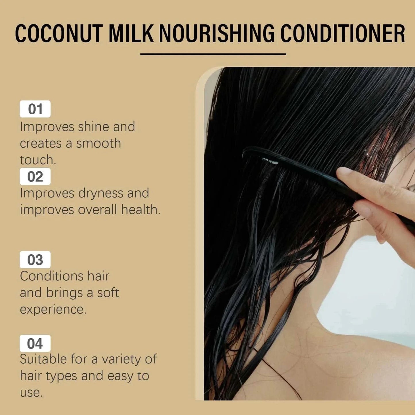 Coconut Milk Hair Conditioner Moisturizing Repair Damged Hair Nourishing Scalp Reduce Dryness Restoring Gloss Hair Conditoner - M & M Global