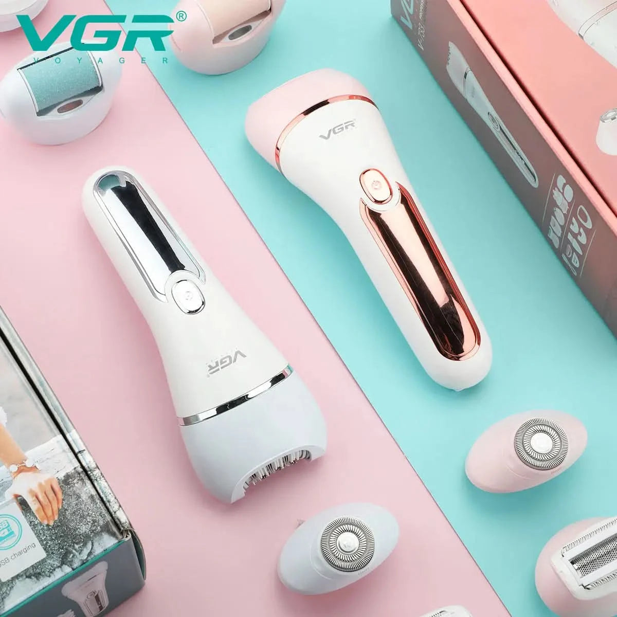 VGR Hair Trimmer Professional Hair Removal Tool Electric Epilator Lady Shaver Waterproof Hair Remover Epilator for Women V-733 - M & M Global