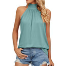 Women's Elegant Blouses Shirts Sleeveless Silk Strap Summer Blouses For Women Fashion 2023 Hanging Neck Lace Up Tops Blouse - M & M Global