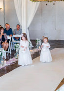 New Summer Elegant Flower Girl White Wedding Lace white girl long dress Sleeve Mesh Girl Princess Dress backless girls aged 8-12 - M & M Global
