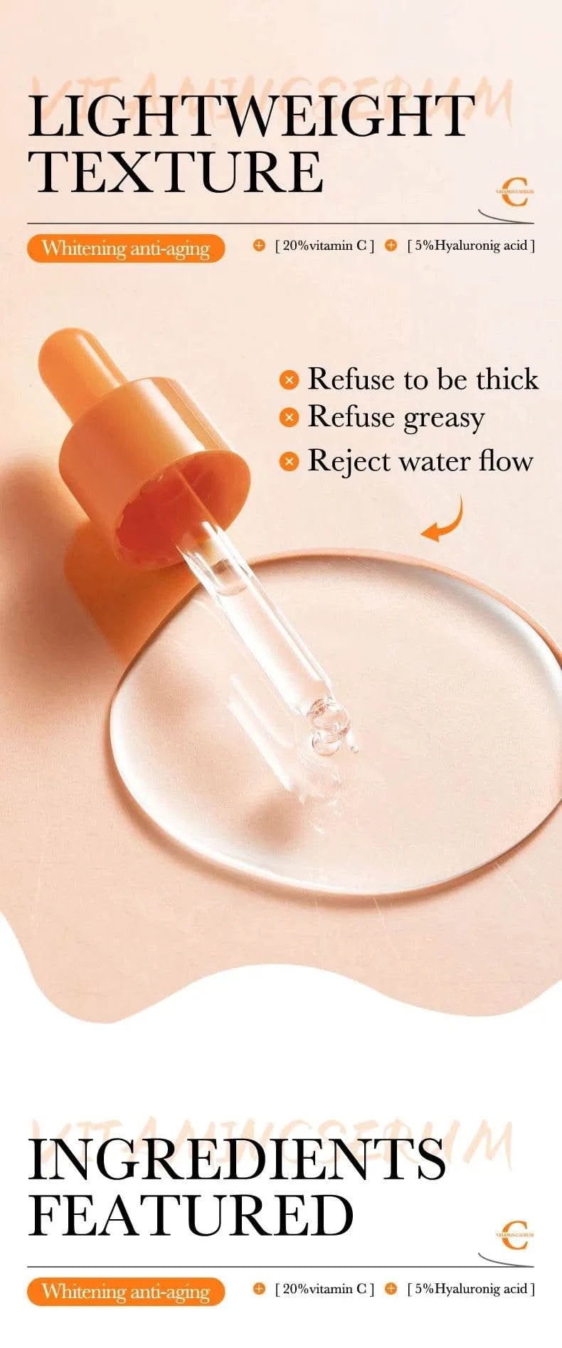 BIOAQUA Vitamin C Retinol Hyaluronic Acid Serum Moisturizing Brightening Hydrating Firming Facial Essence Beauty Face Skin Care - M & M Global