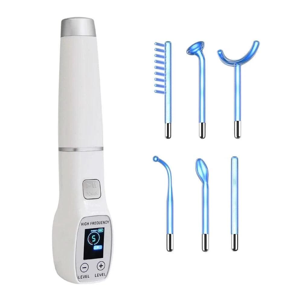 Blue High Frequency Facial Machine Screen Display Neon Electro Therapy Wand Glass Tube Anti Acne Spot Remove Skin Care Device - M & M Global