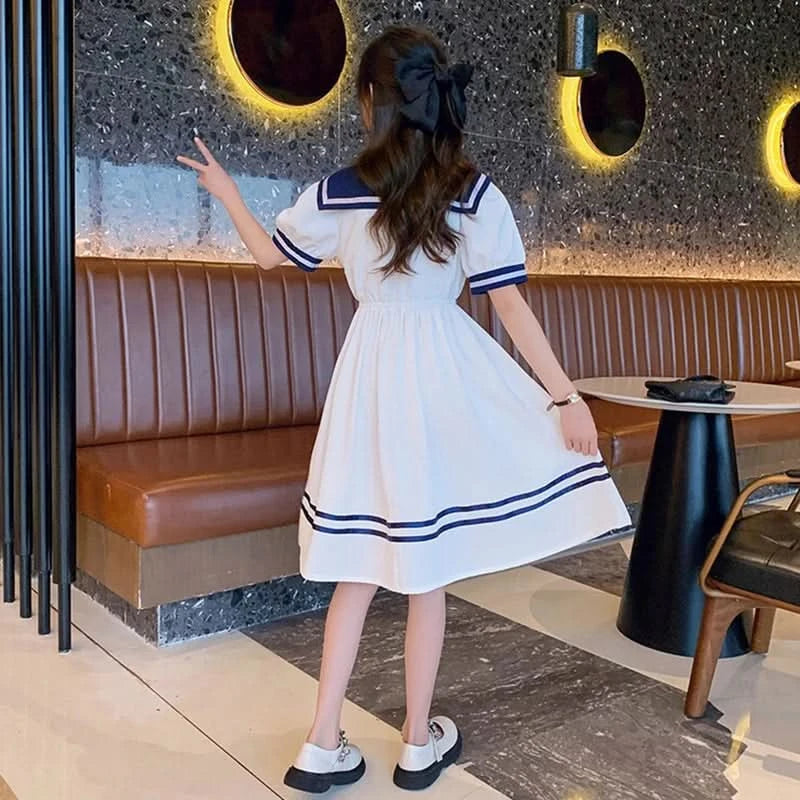 Girls School Dress Summer Dresses for Kids Costume Preppy Style School Teenagers Children Clothes Vestidos Dresses - M & M Global