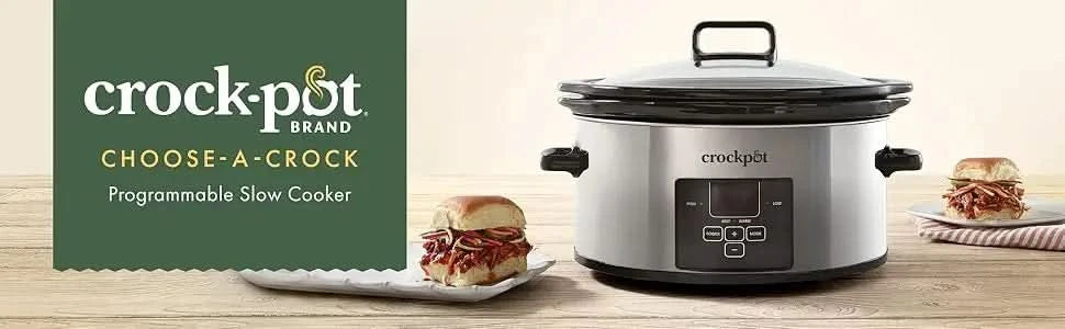 6 Quart and Split 2.5 Quart Double Slow Cooker and Food Warmer, Programmable Slow Cooker with Timer, Stainless Steel - M & M Global