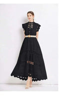 JAMERARY Designer New Summer Holiday White Embroidery Cotton Long Dress Women Sleeveless Midi Prom Evening Dresses Party Robe - M & M Global