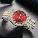 Hip Hop Iced Out Men Watch Full AAA Rhinestone Around Luxury Quartz Watches Round Clock Unisex Wrist Watch Gift For Boyfriend - M & M Global