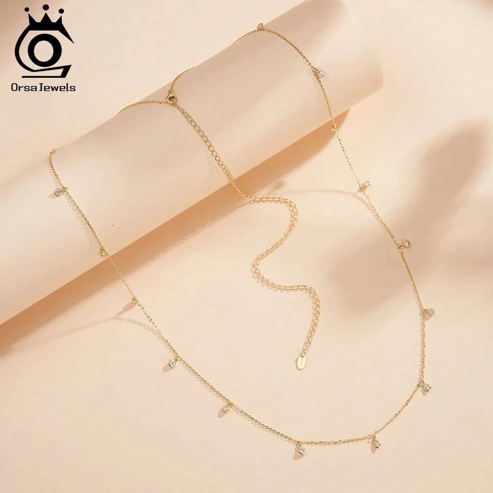 ORSA JEWELS 925 Sterling Silver Body Sexy Waist Chain Adjustable Sexy Bikini Body Belly CZ Chain for Women Summer Jewelry CW01 - M & M Global