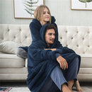 New Winter Women Double-faced Fleece Hoodie Blanket Oversize Large Pocket Warm Couple Loose Sweatshirts Women And Men Robe
