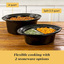 6 Quart and Split 2.5 Quart Double Slow Cooker and Food Warmer, Programmable Slow Cooker with Timer, Stainless Steel - M & M Global