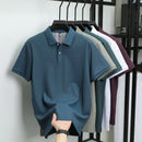 100% pure cotton short sleeved men's polo shirt summer boutique fashion high-quality top solid color collar back striped T-shirt