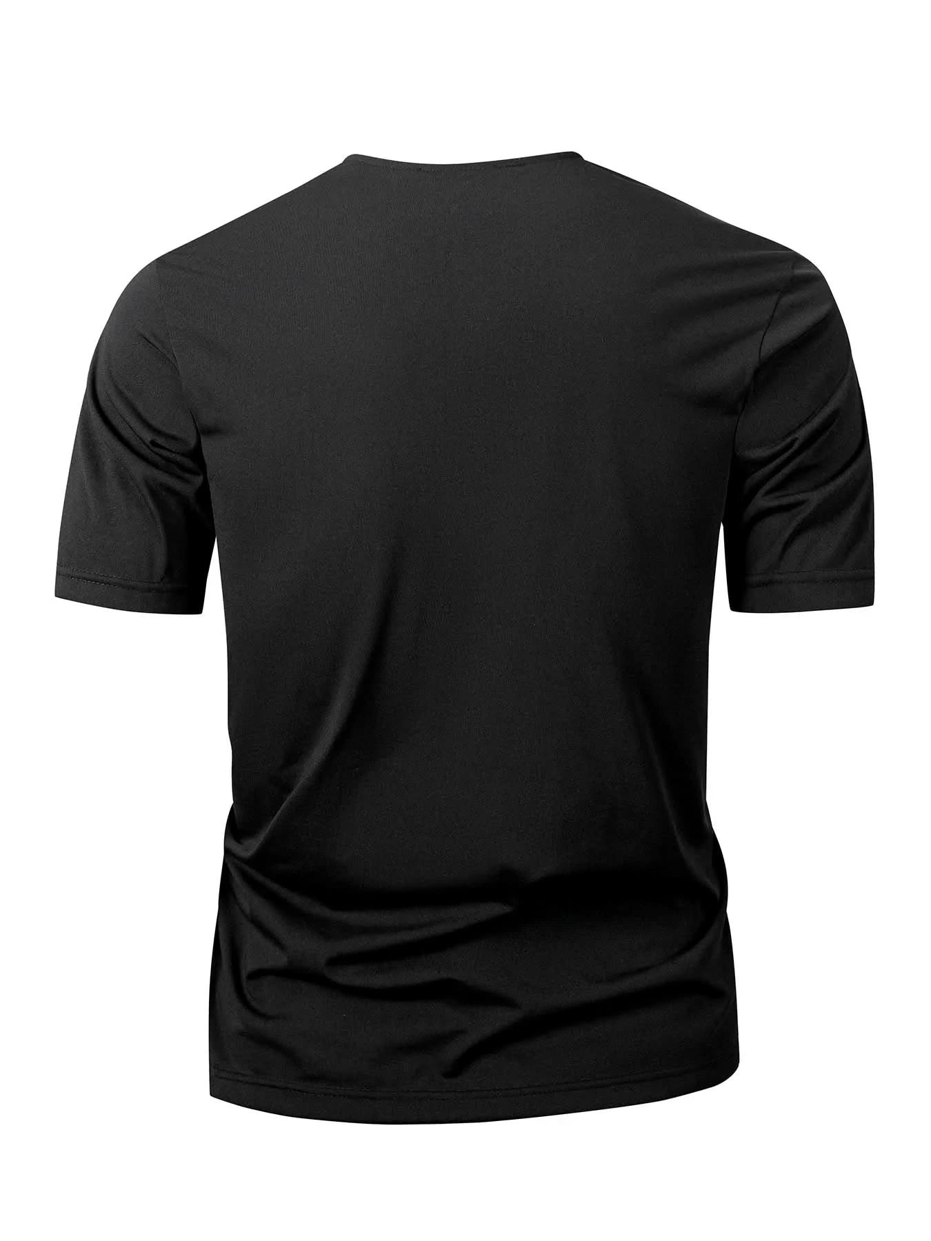 Summer Men's Short Sleeve Solid Color Zipper Collar Shirt Casual Sports T-Shirt Streetwear Daily Outdoor Activities Men's Top - M & M Global
