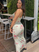 Dulzura Floral Print Strap Midi Dress For Women Bodycon Sexy Party Clothes 2024 Summer Long Dress Y2K Clothes Evening Holiday - M & M Global