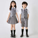 6PCS Summer Kids Weddding Suit Outfit Set Formal Elegant Suit for Kid Boy Kids Shirt Vest Shorts Socks Tie Sticker Clothing Suit - M & M Global