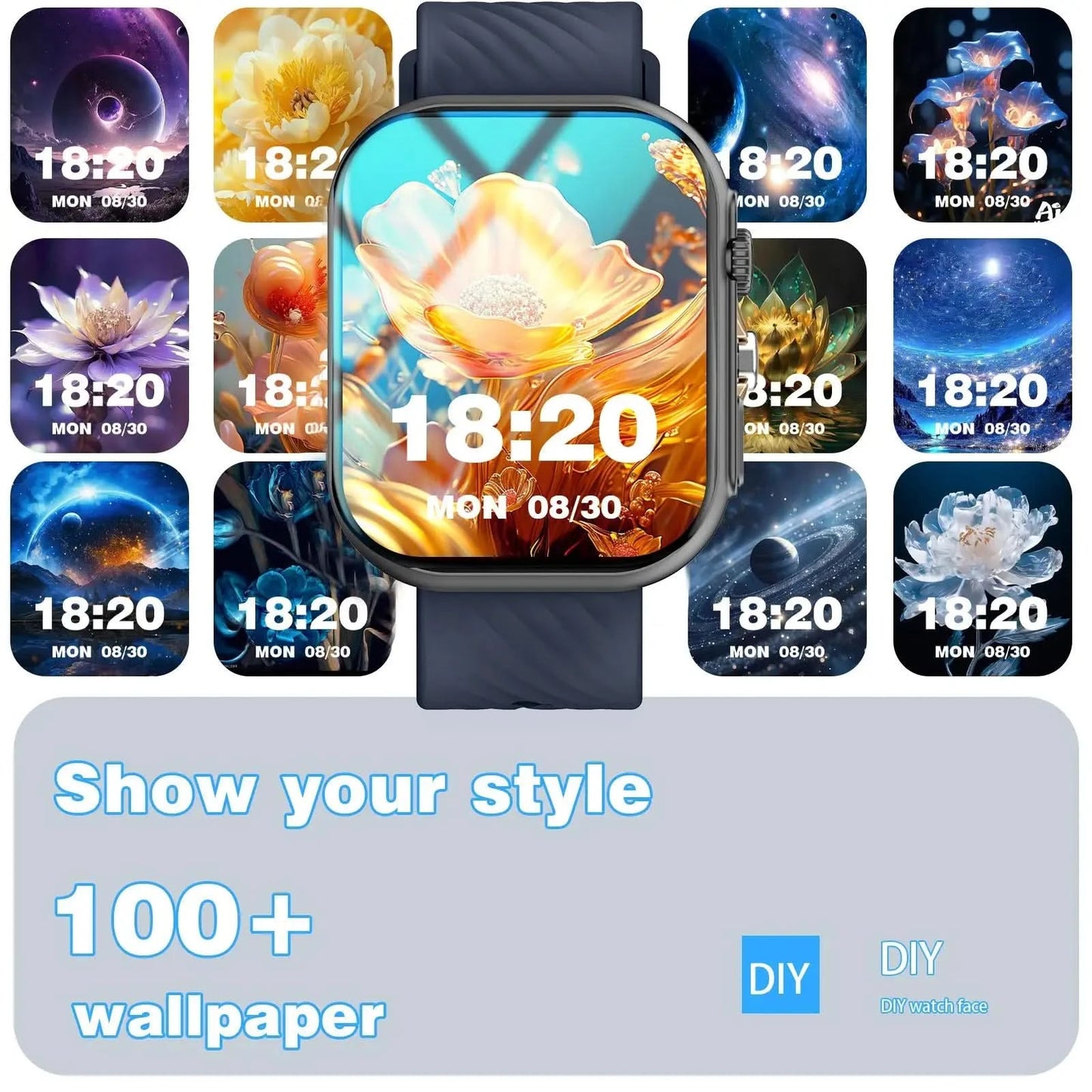 Smart Watch, Wireless Calling, Multiple Sports Modes, Sports Data Tracking,  Shutter Control, Suitable for Men and Women