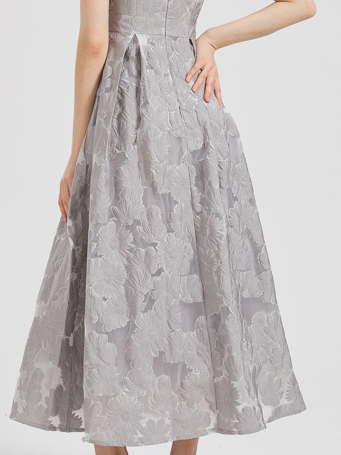 Women 2024 New Fashion Organza Flower Embroidery Elegant Long Dress Summer Sleeveless Dresses Lady Holiday Evening Prom Vestido - M & M Global