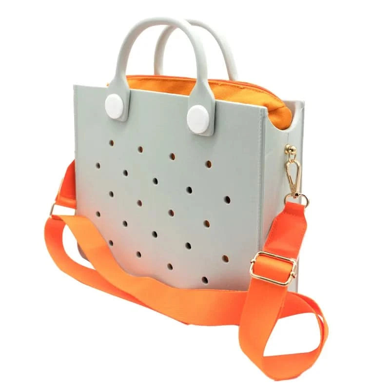 The orange guy Purple Women Fashion New EVA Punched Handbag Casual Waterproof Travel Tote Bag Fit Charms Outdoor Beach Bags - M & M Global