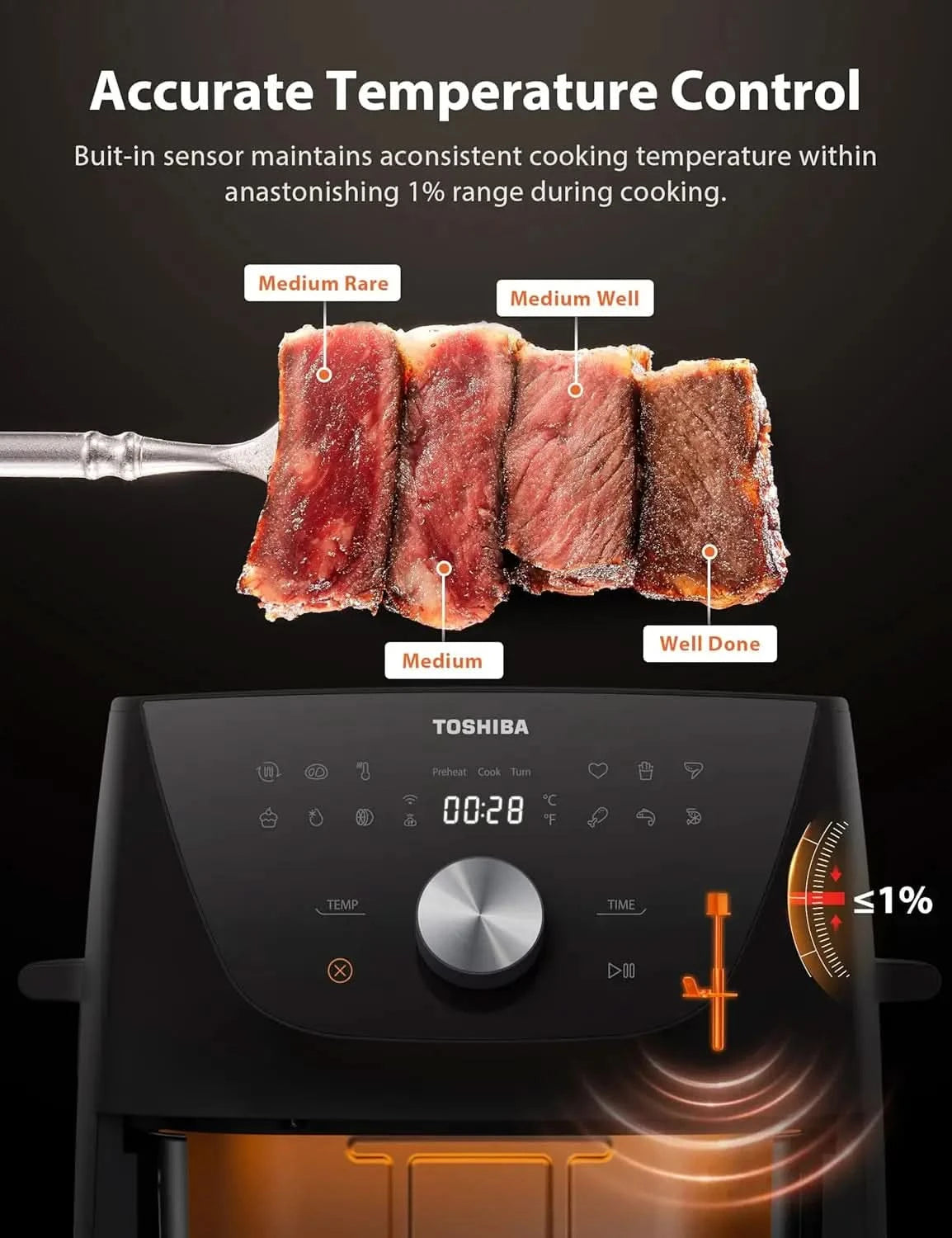 5.5QT Air Fryer with Heat-Q Technology, Quick and Easy Meals, 8 Preset Menus and Menu-IQ Function, 1-Degree Fahrenheit Precision - M & M Global