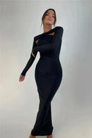 Mozision Hollow Out Sparkle Long Sleeve Maxi Dress For Women Glitter Vestidos Robe New Bodycon Shiny Night Club Party Long Dress - M & M Global