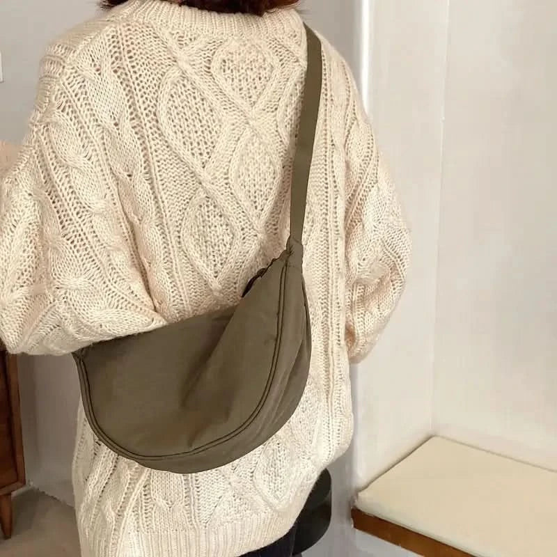 Simple Design Women's Messenger Bag Fashion Ladies Nylon Hobos Small Shoulder Bags Vintage Female Girls Purse Cloth Handbags - M & M Global