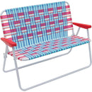 CAMP & GO 16.5" High Seat Outdoor Double Wide Loveseat Web Folding Chair, Blue/Red