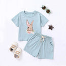 Hot Selling Children's Printed Summer Set Cute Rabbit Baby Boy And Girl Summer Clothing Children's Pure Cotton T-shirt Set - M & M Global