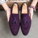 Men's Loafers Brand Suede Leather Shoes Vintage Slip-on Classic Casual Men Driving Shoes Wedding Male Dress Shoes Tassel pointed - M & M Global