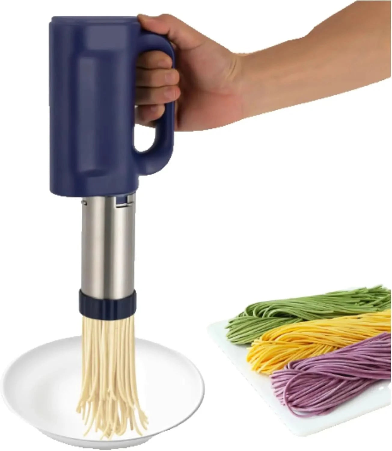 Handheld Electric Pasta Maker,Electric Pasta Machine,Stainless Steel Cordless Noodle Maker for Homes, Breakfast Stores, Restaura - M & M Global